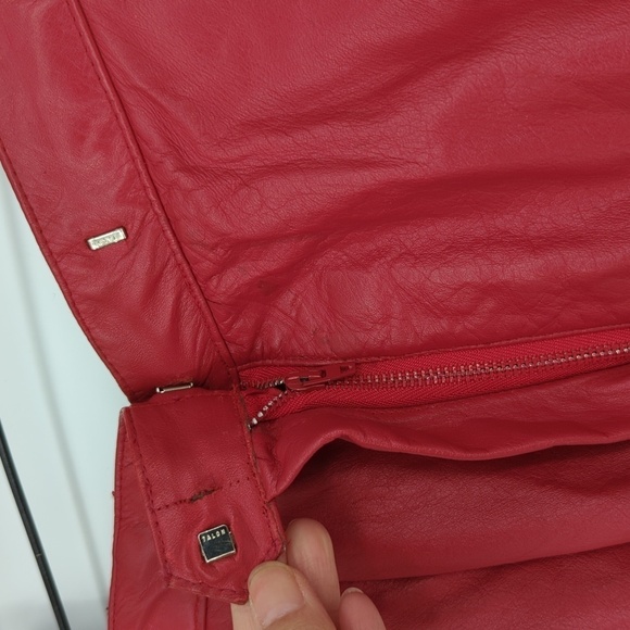 Women's West Bay Top Grain Genuine Leather Straight Leg Pant Red 10 western - Picture 4 of 12